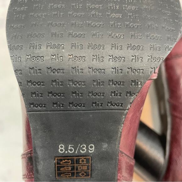 Miz Mooz Iris Burgundy Wine Leather Pull On Heeled Chelsea Boots - Picture 9 of 9